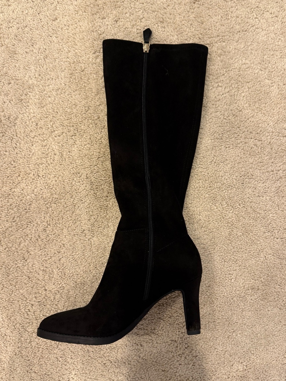 Women's Black Suede Heeled Boots